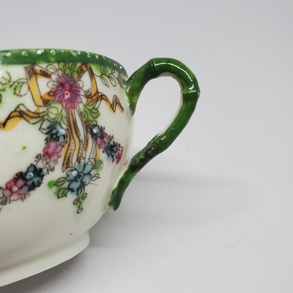 Handpainted Floral Moriage Porcelain Tea Cup 1940's Vintage Pre-Owned - Picture 7 of 13